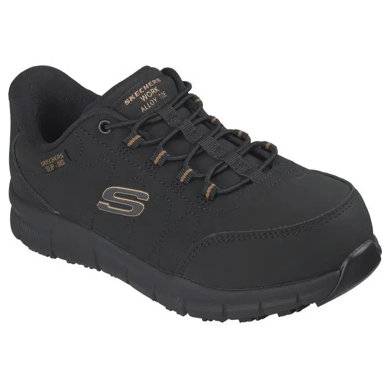 Womens Skechers Slip Ins Work Nampa Tauli Black Leather Shoes