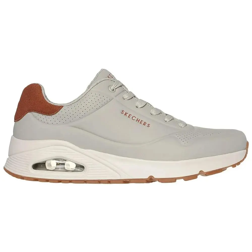 Uno Trainers - Suited On Air Men`s Shoes Taupe Lace up Sneaker by Skechers