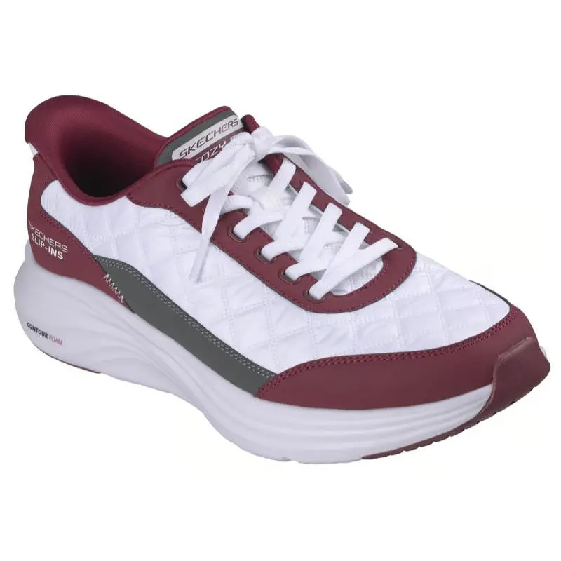 Mens Skechers Slip Ins Contour Foam Cozy Fit Kiroh White Burgundy Leather