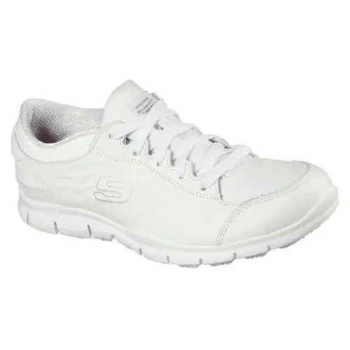 Womens Skechers Work Relaxed Fit Eldred Dewey SR White Leather Shoes
