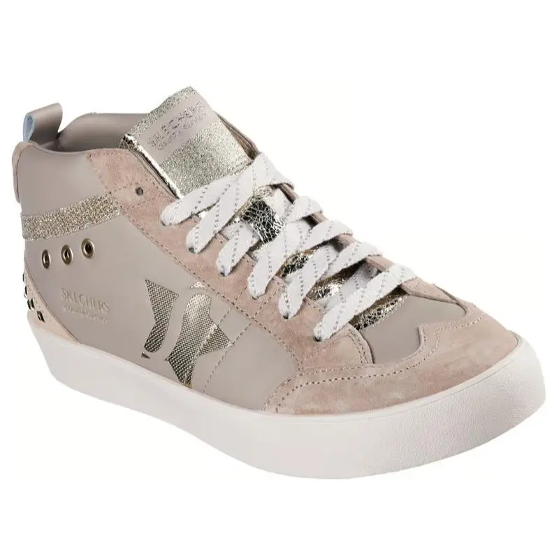 Womens Skechers Strand Star Studded Step Taupe Gold Leather Shoes