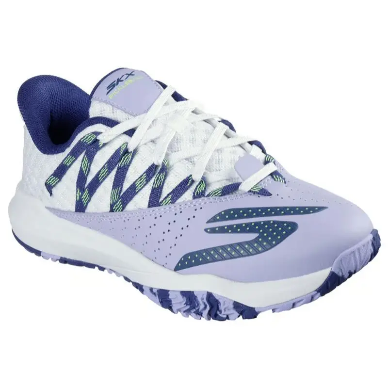 Womens Skechers Relaxed Fit Viper Court Rally White Purple Mesh Shoes