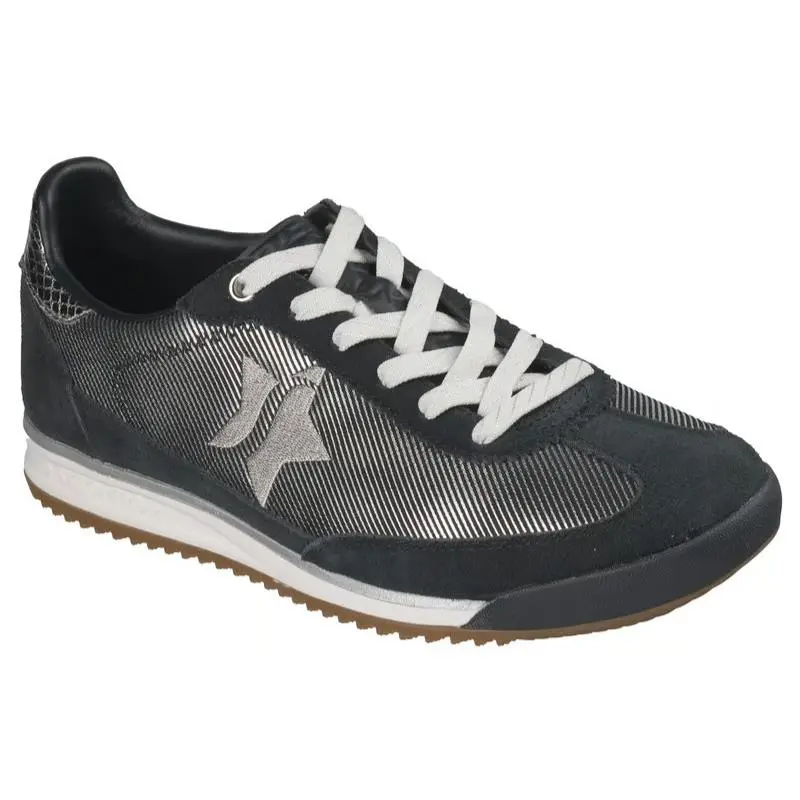 Womens Skechers Skx 92 Perfectly Shimmered Black Silver Suede Shoes
