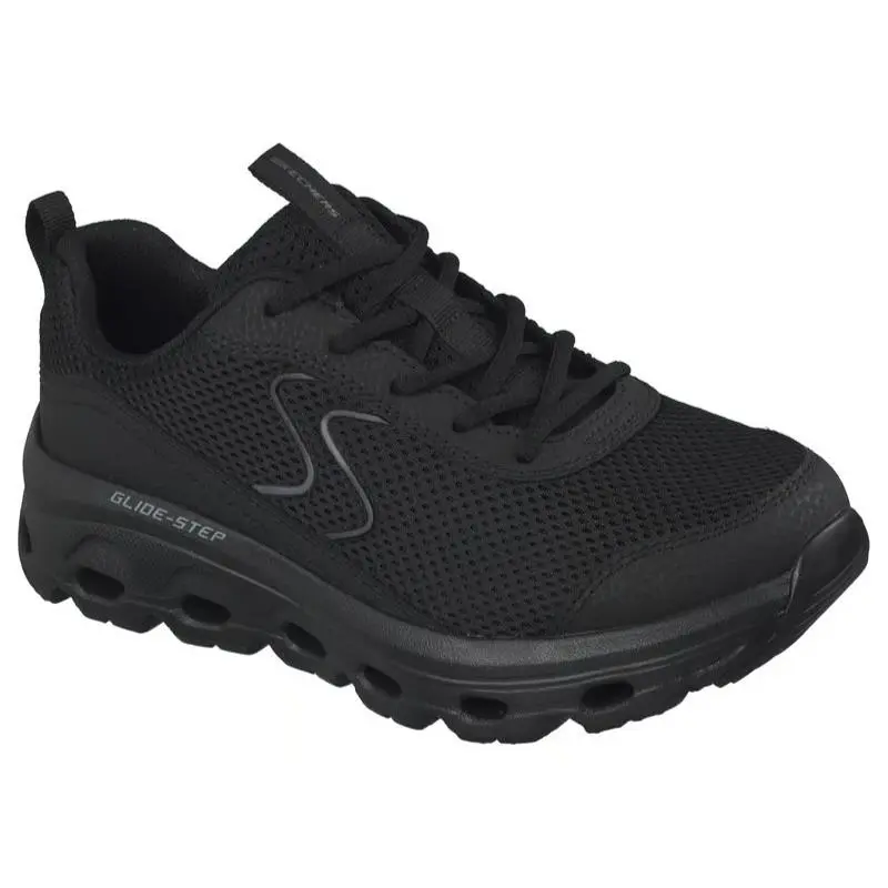 Womens  Glide Step Sole Pollard Mills Black Mesh Shoes Medium by Skechers