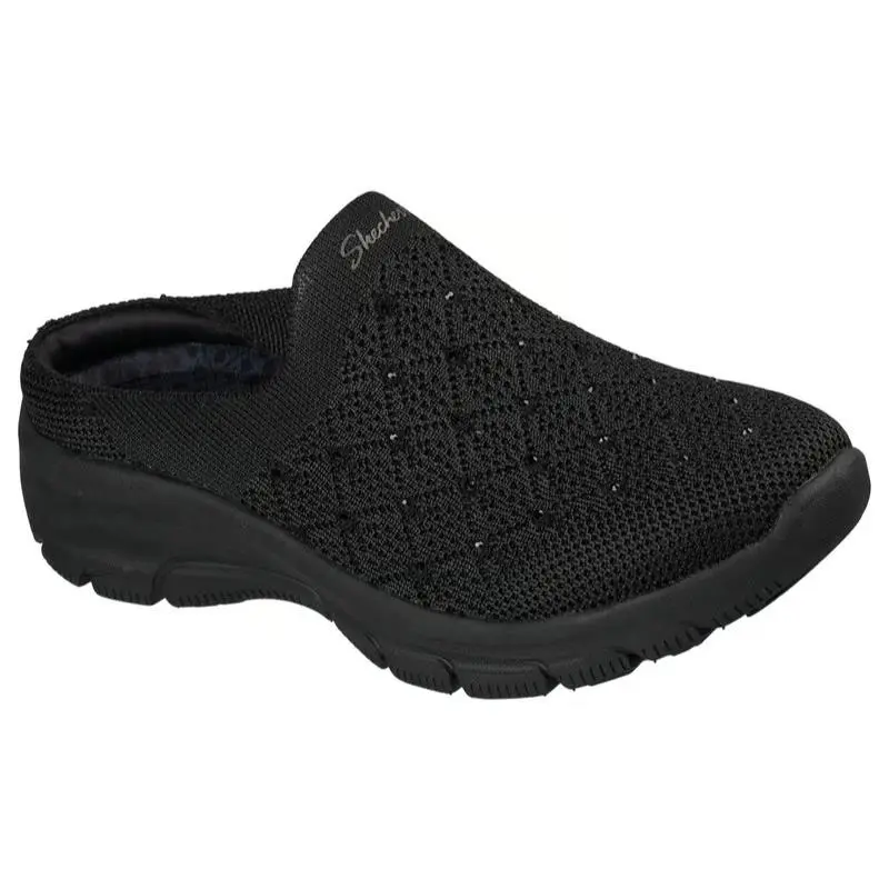 Womens Skechers Relaxed Fit Easy Going Glowing Skies Black Knit Shoes
