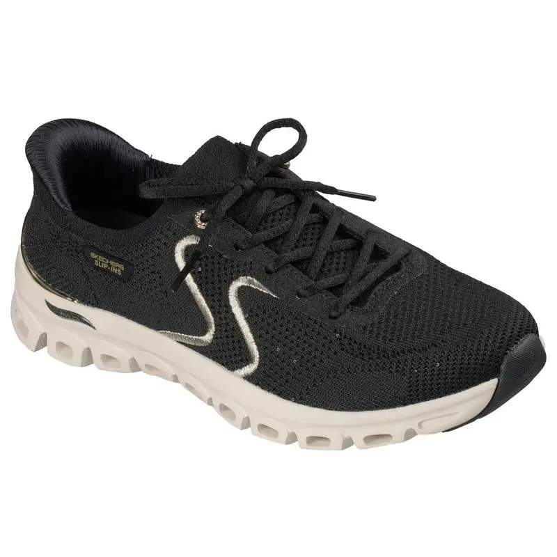 Womens Skechers Slip Ins Martha Stewart Arch Fit Glide Step Black Gold Knit