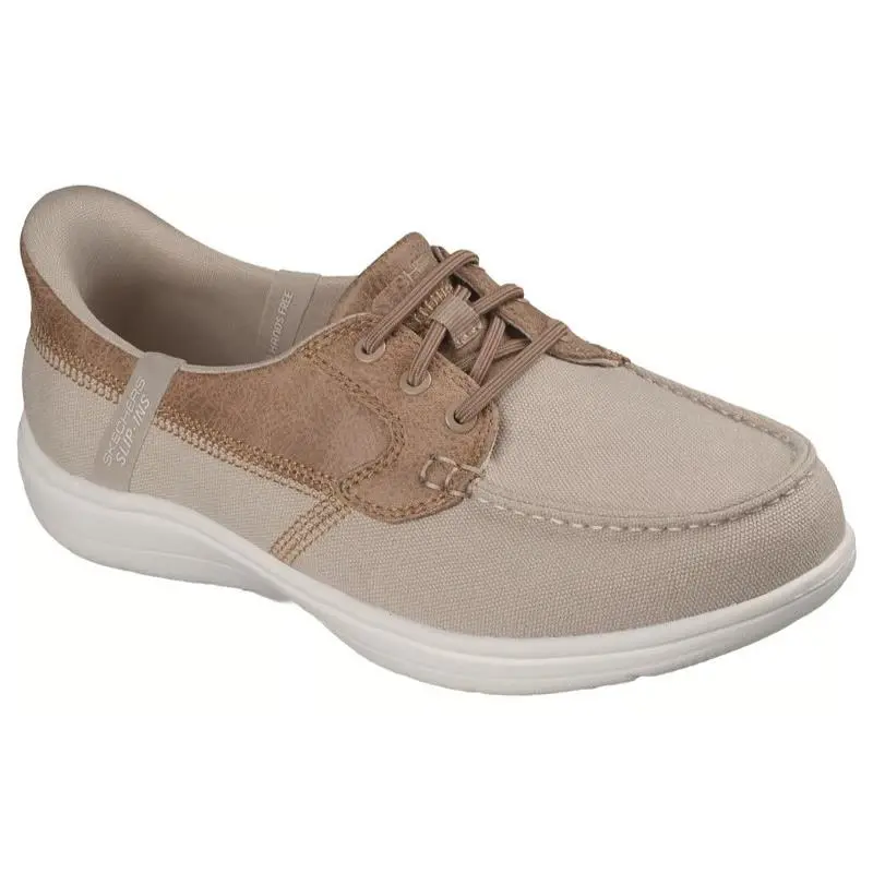 Womens Skechers Slip Ins ON The GO Flex Radiant Sandy Taupe Canvas Shoes