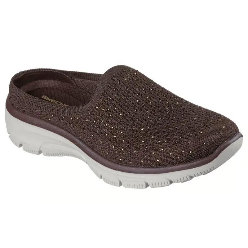 Womens Skechers Relaxed Fit Easy Going Easy Breeze Chocolate Knit Shoes