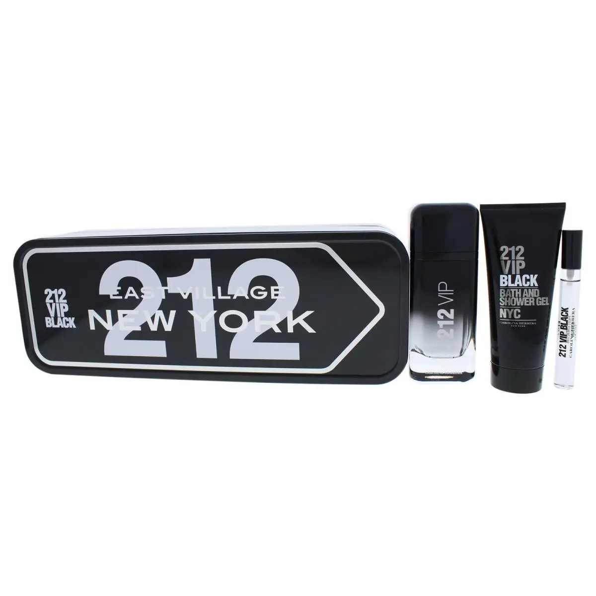 212 Vip Black by Carolina Herrera For Men - 3 Pc Gift Set