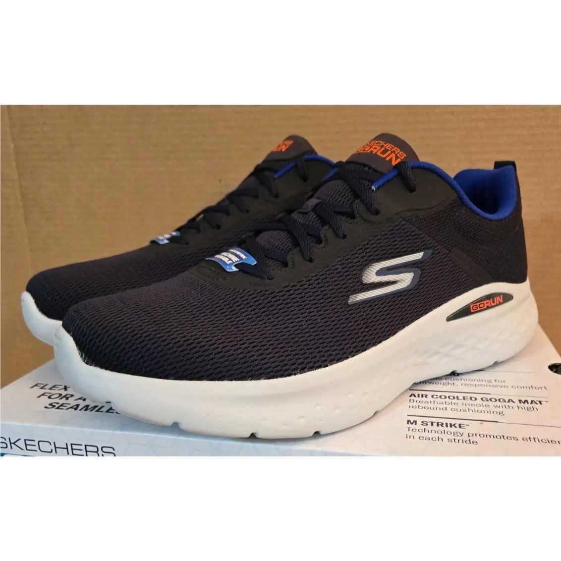 Skechers Men`s Go Run Lite-quick Stride Sneaker Size 13 Navy/orange 220893NVOR