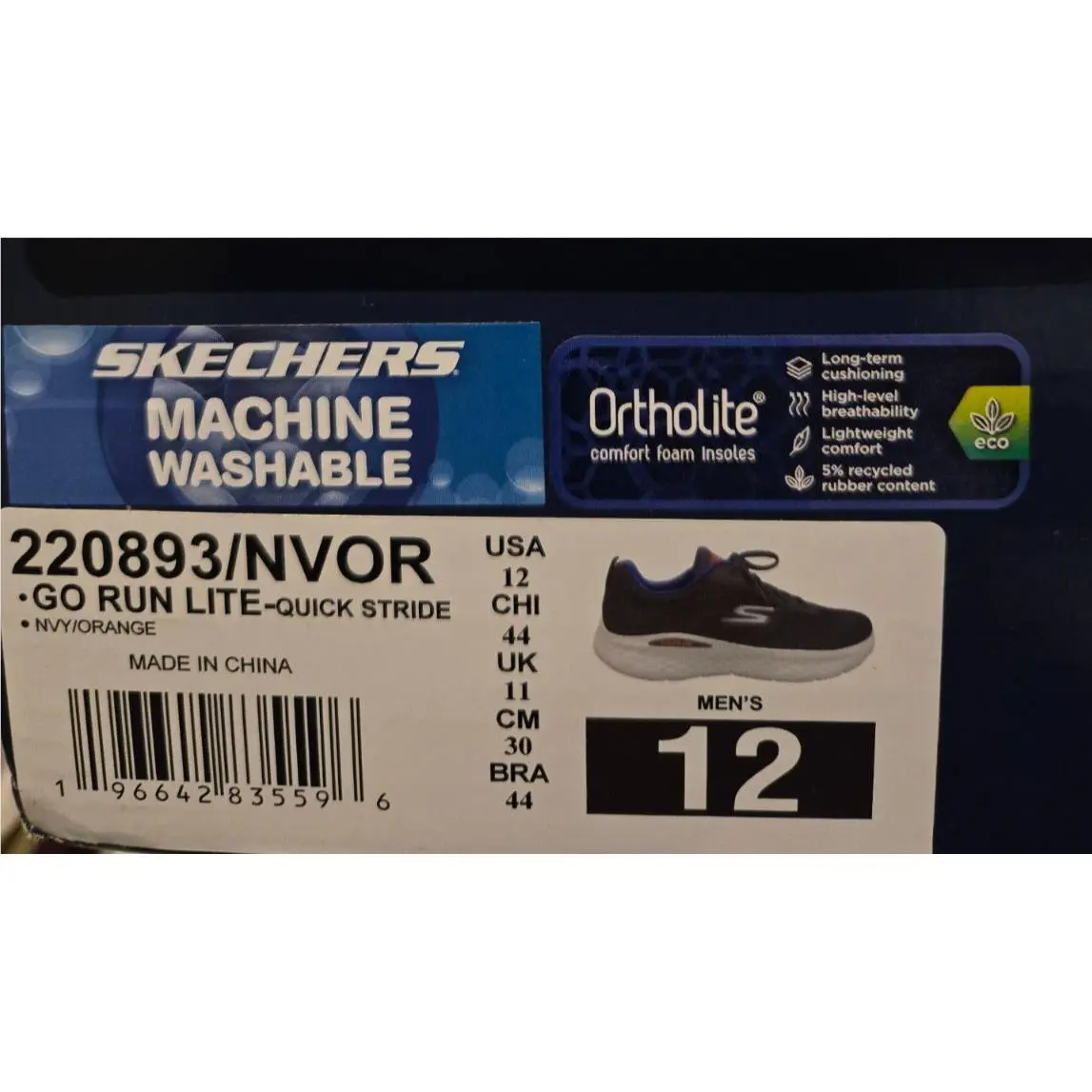 Skechers shoes - Skechers Go Run Lite-Quick Stride - 220893/NVOR - Navy/Orange (UPC: 196642835596) 11