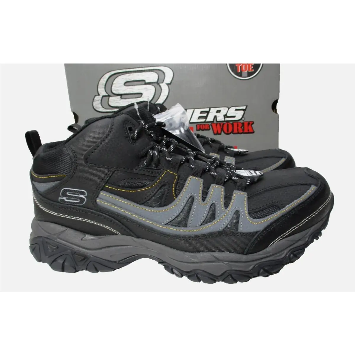 Skechers Work Relaxed Fit Holdredge Rebem Steel Toe Boots Shoes Black Mens Sz 9