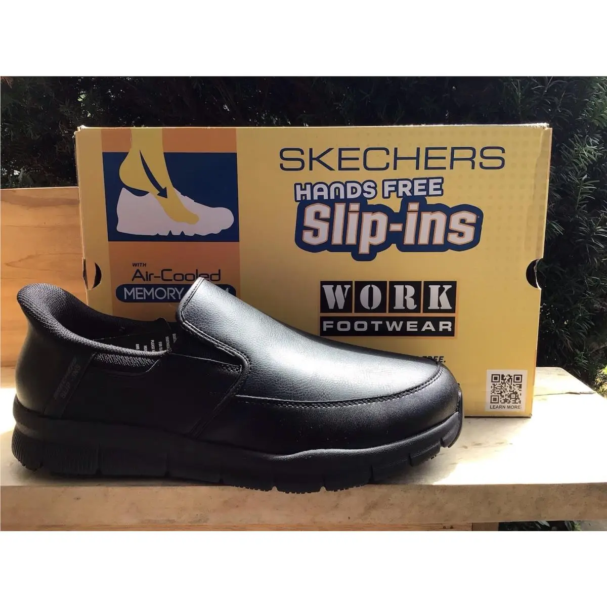 Mens Skechers Slip Ins Work Nampa Broxtin Black Leather Shoes Sz 12EE