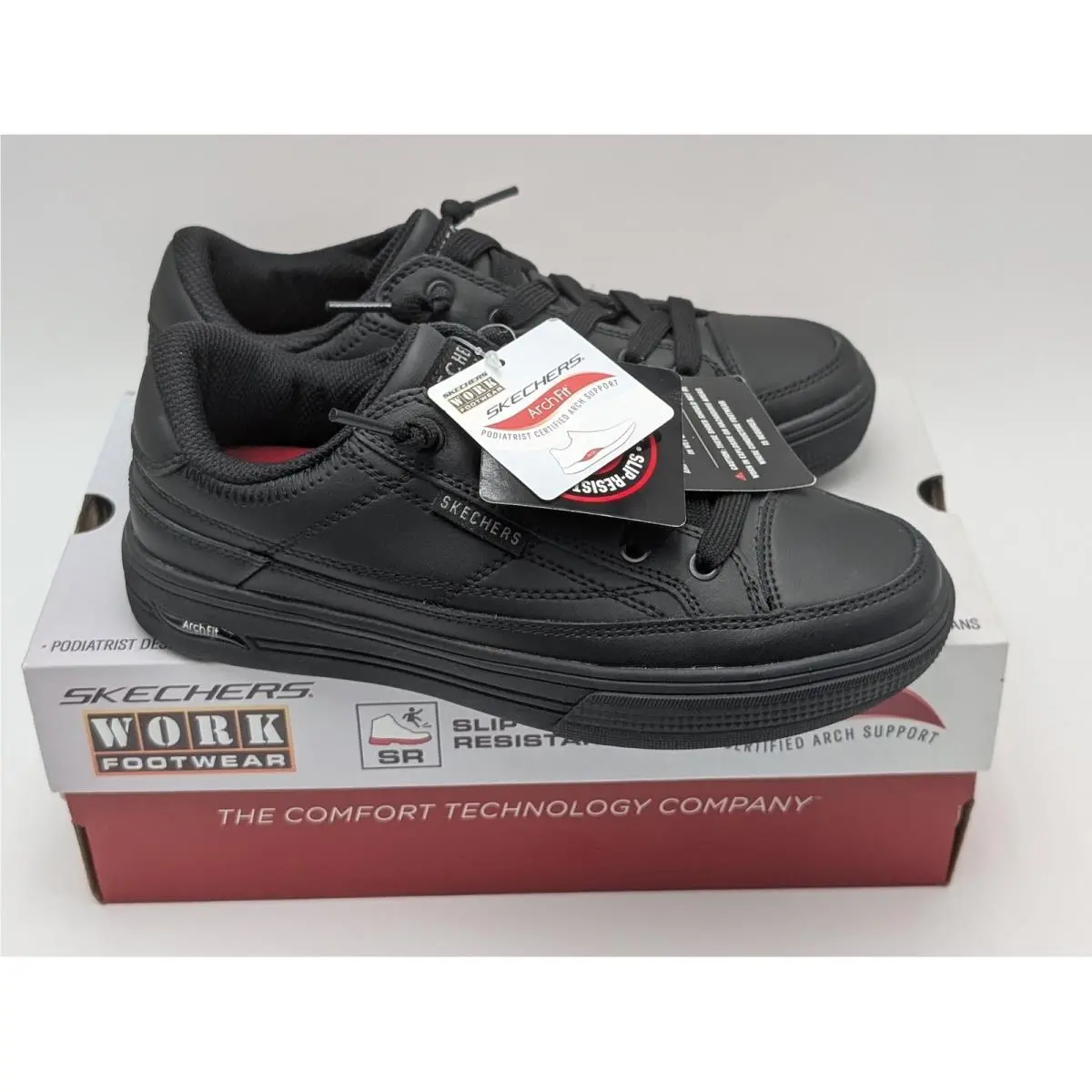 Skechers Work Sneakers Women 6 Black Arch Fit Arcade SR Slip Resistant 108240 EH