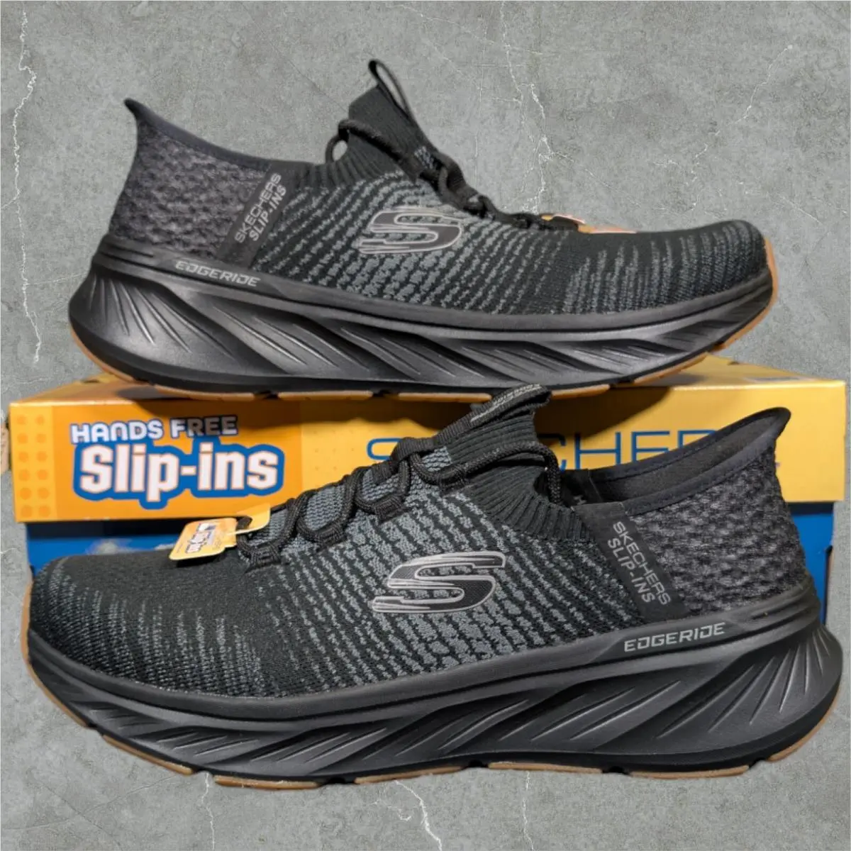 Skechers Edgeride Raygo Men`s 9 Black Shoe Memory Foam Extra Wide Fit