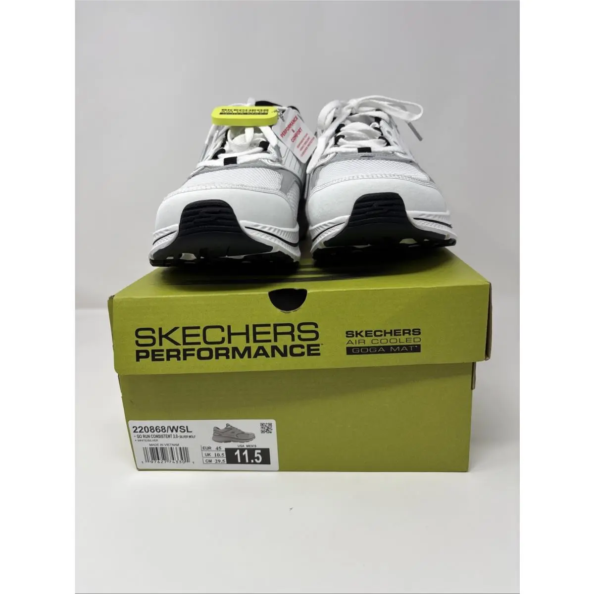 Skechers-go Run Consistent 2.0 Shoes 220868 Wsl White Silver Size 11.5 Mens