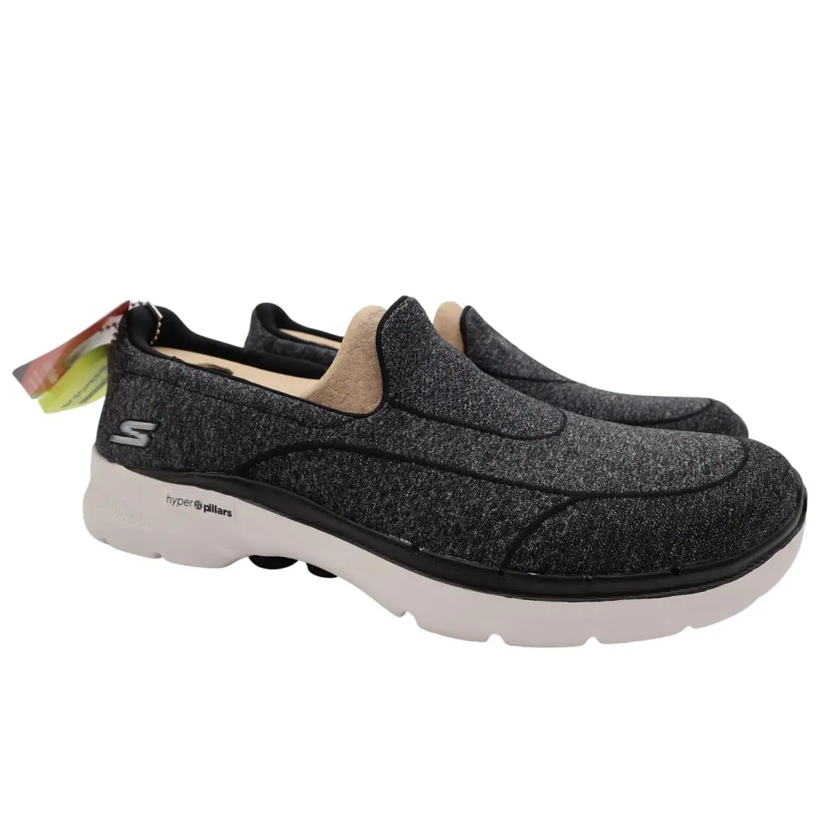 Skechers Go Walk 6 Carice Women 9.5 Black White Textile Slip On Walking Shoes