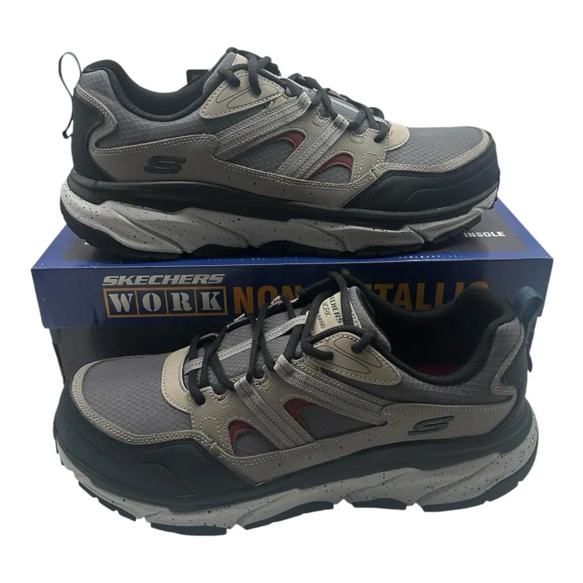 Skechers D’lux Journey SR Work Shoes Mens Sz 14 Natural Sneakers Carbon Nano-toe - Gray