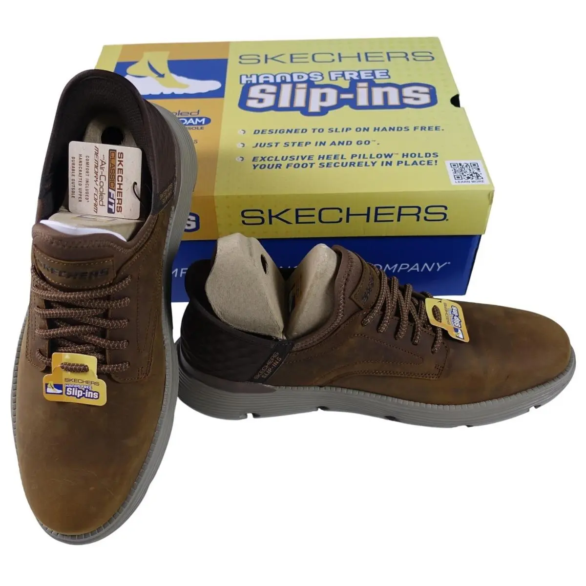 Skechers Mens 13 Slip-ins Garza Gervin Dark Brown Leather Casual Shoes