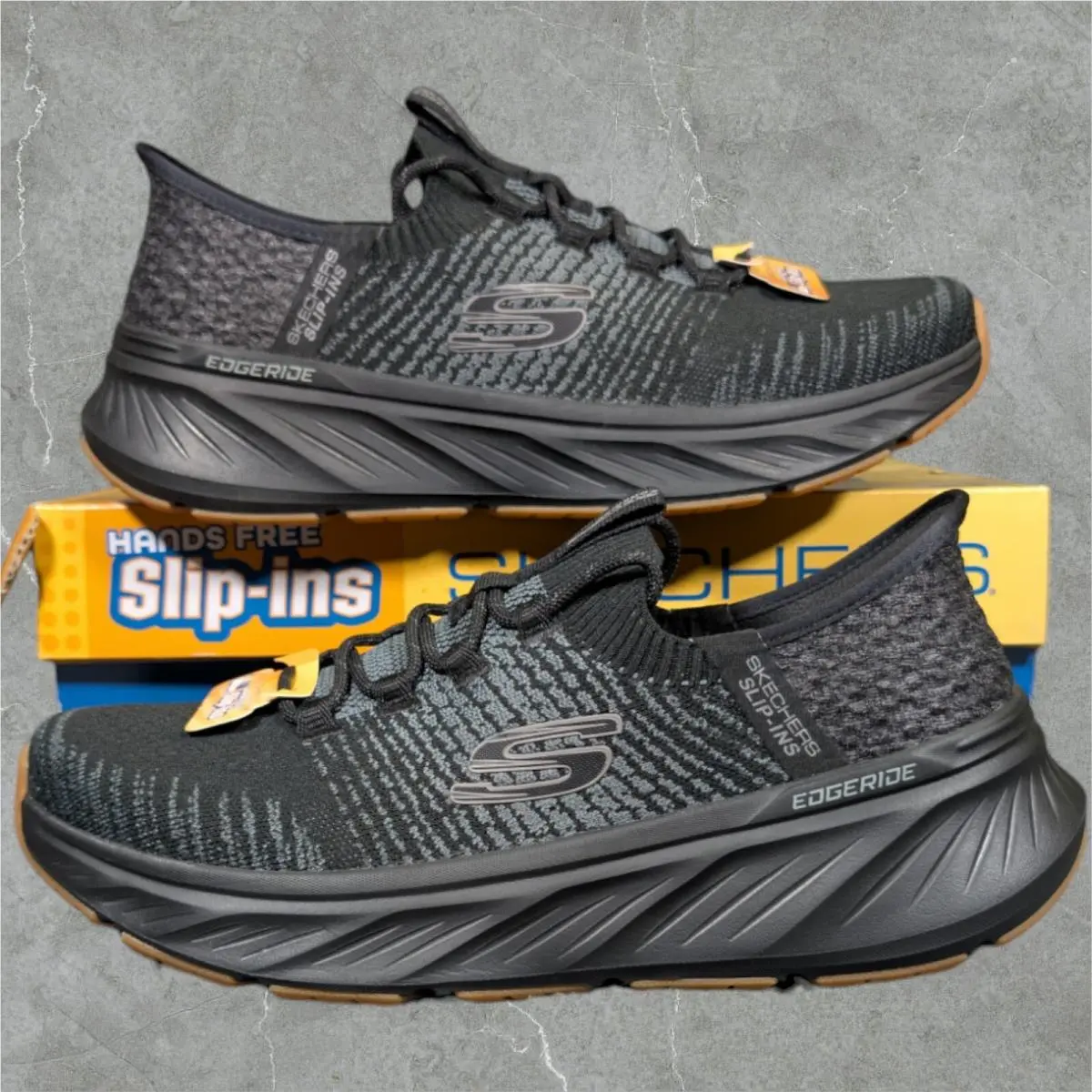 Skechers Edgeride Raygo Men`s 8.5 Black Shoe Memory Foam Relaxed Fit