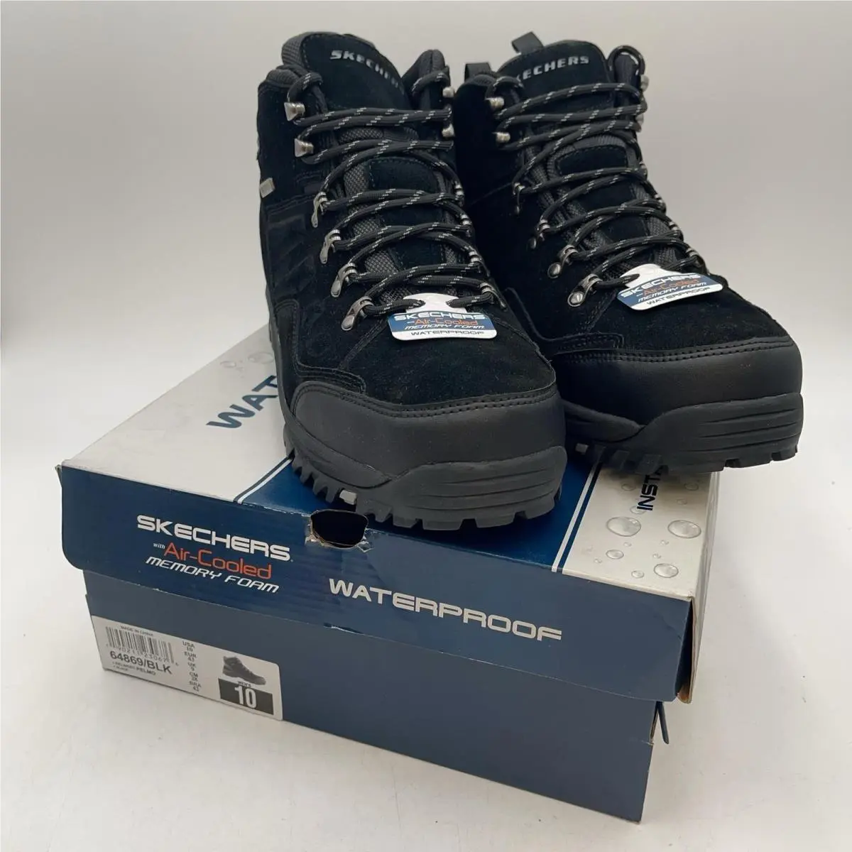 Skechers Relment Pelmo Boots Mens Black Waterproof Ankle Hiking Winter Size 10