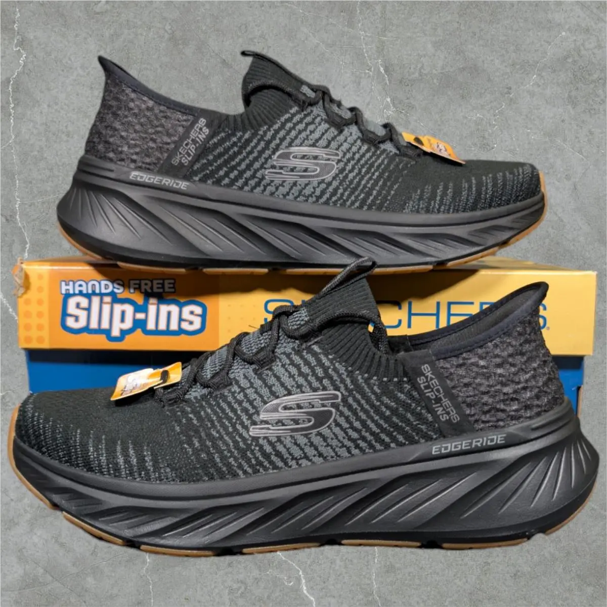 Skechers Edgeride Raygo Relaxed Stretch Fit Men`s 9 Black Shoe Memory Foam