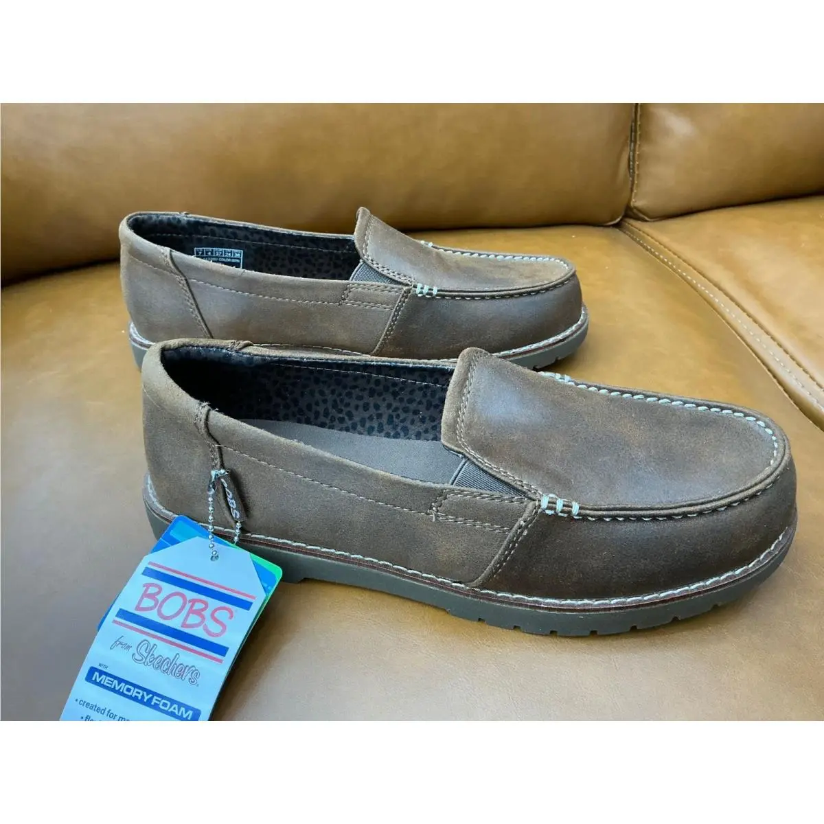 Skechers Bobs Chill Lugs Loafers Womens 7 Brown Memory Foam Vegan