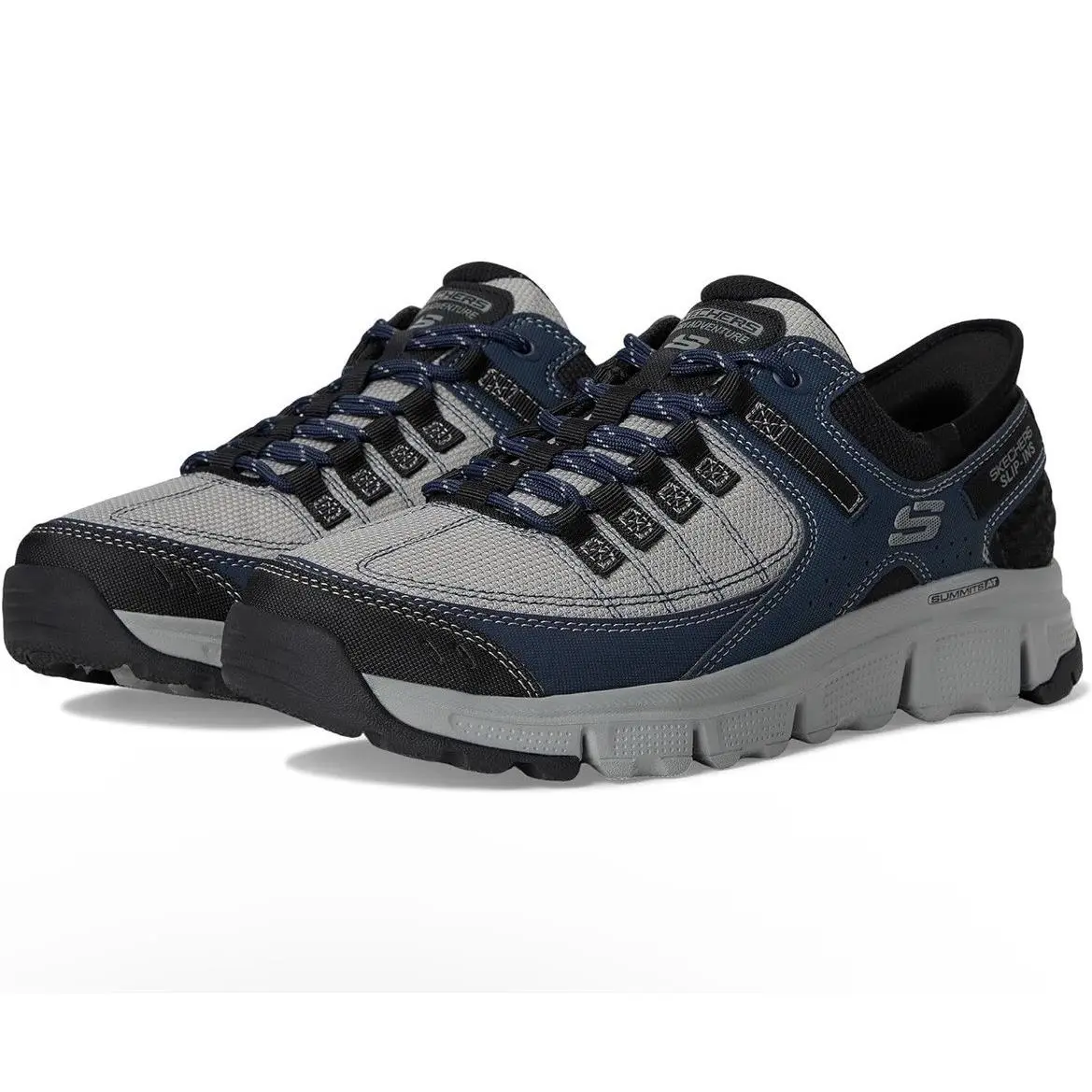 Skechers Slip In Sneaker Summits AT Hands Free Mens 9 Wide Gray Navy Air Cooled
