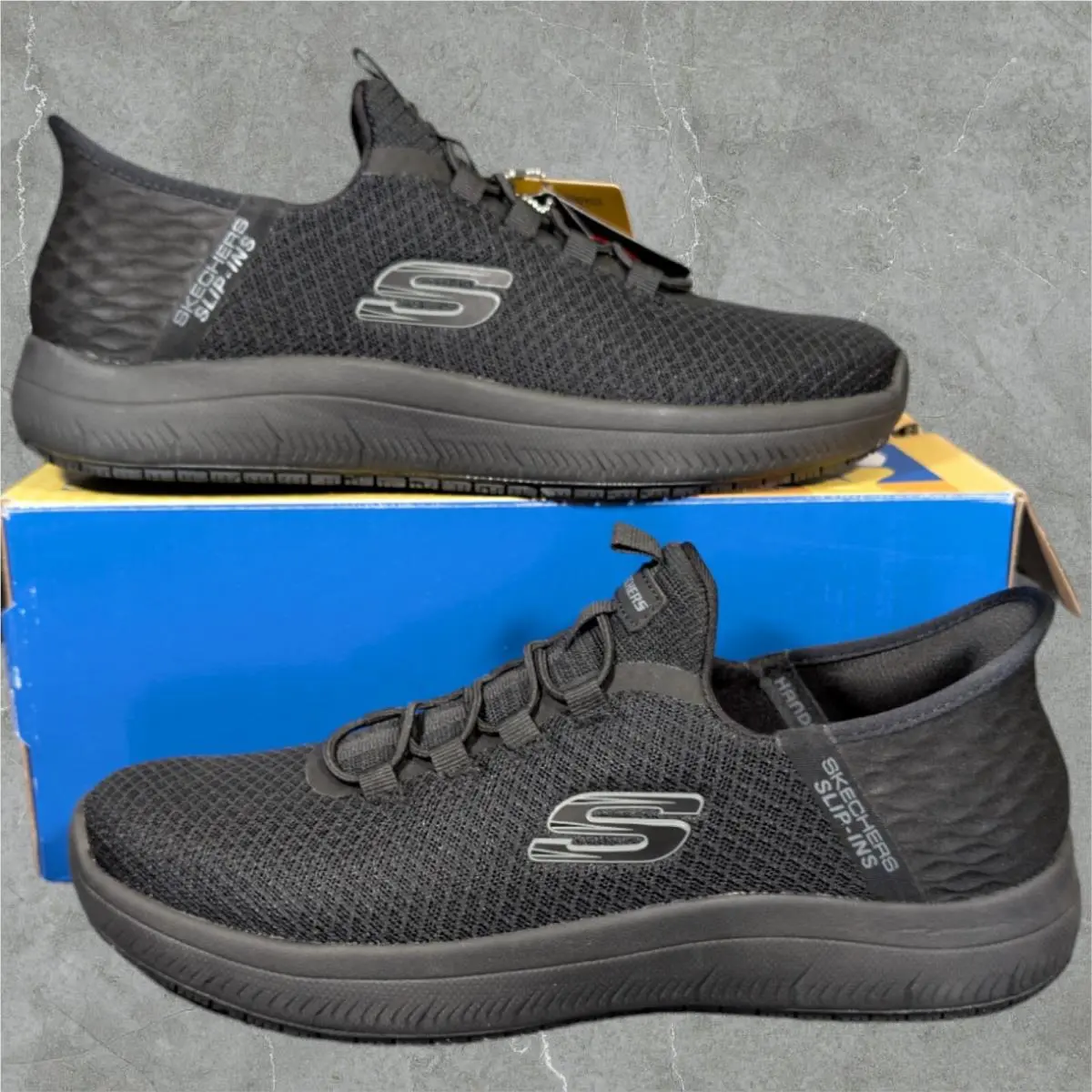 Skechers Slip-in Work Shoes Summits SR Colsin Men`s 8.5 Black Slip Resistant