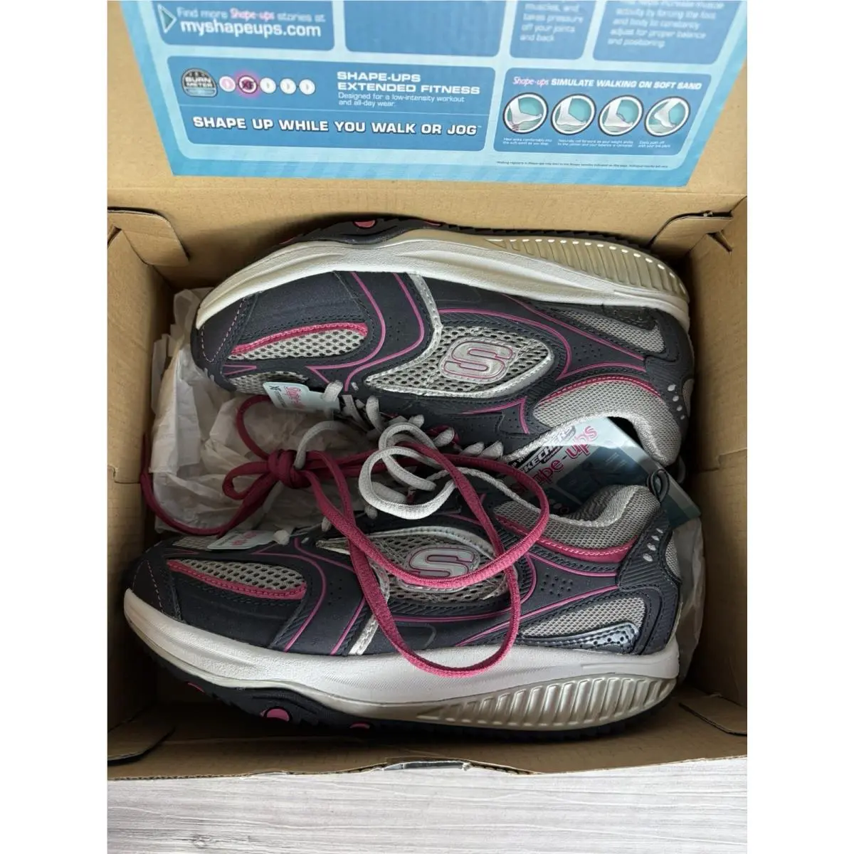Skechers Shape Ups Women’s XF Toning Fitness Shoes Silver Purple Size 5.5