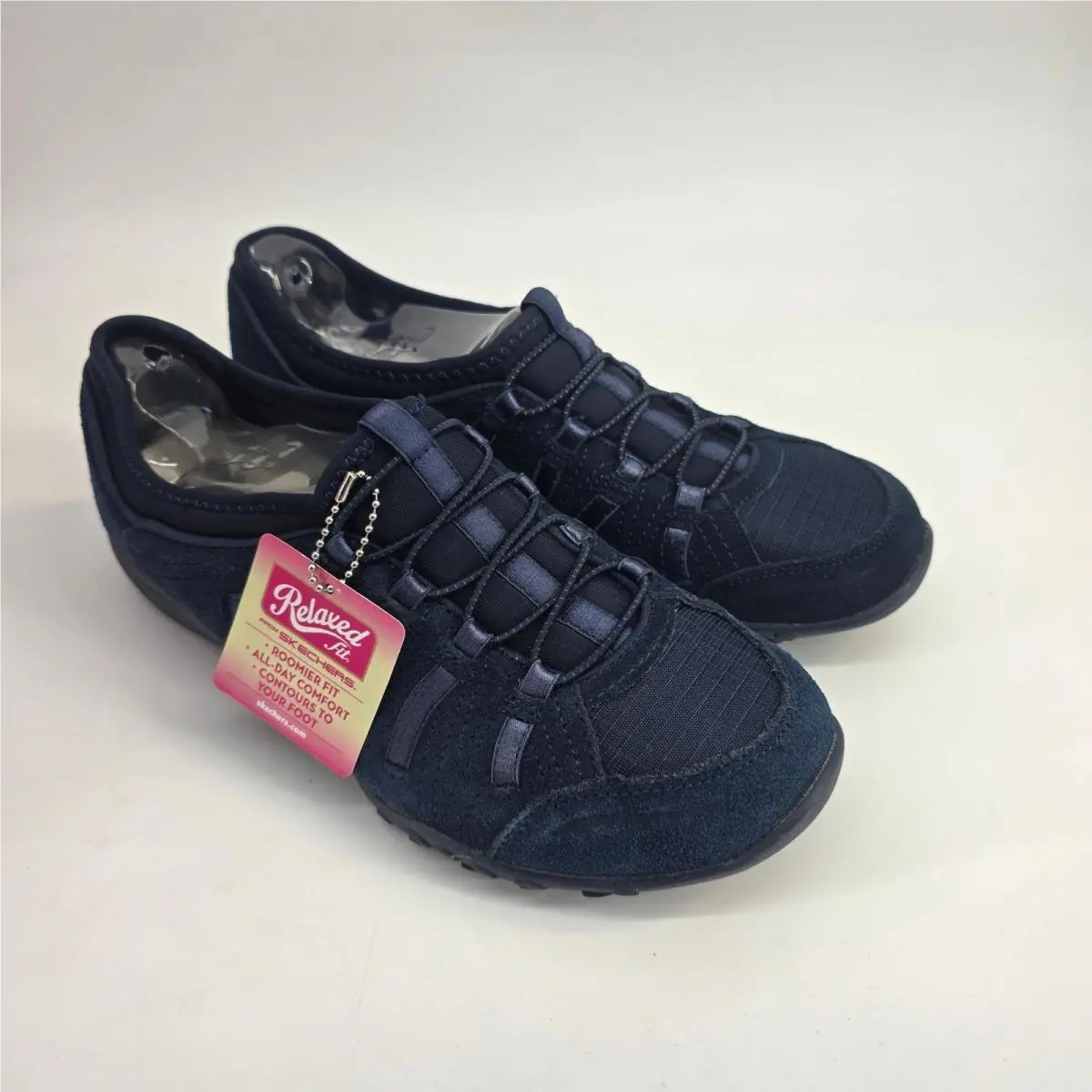Skechers Relaxed Fit Breathe-easy Big Bucks Navy Blue Sneakers 22478 Womens 7.5