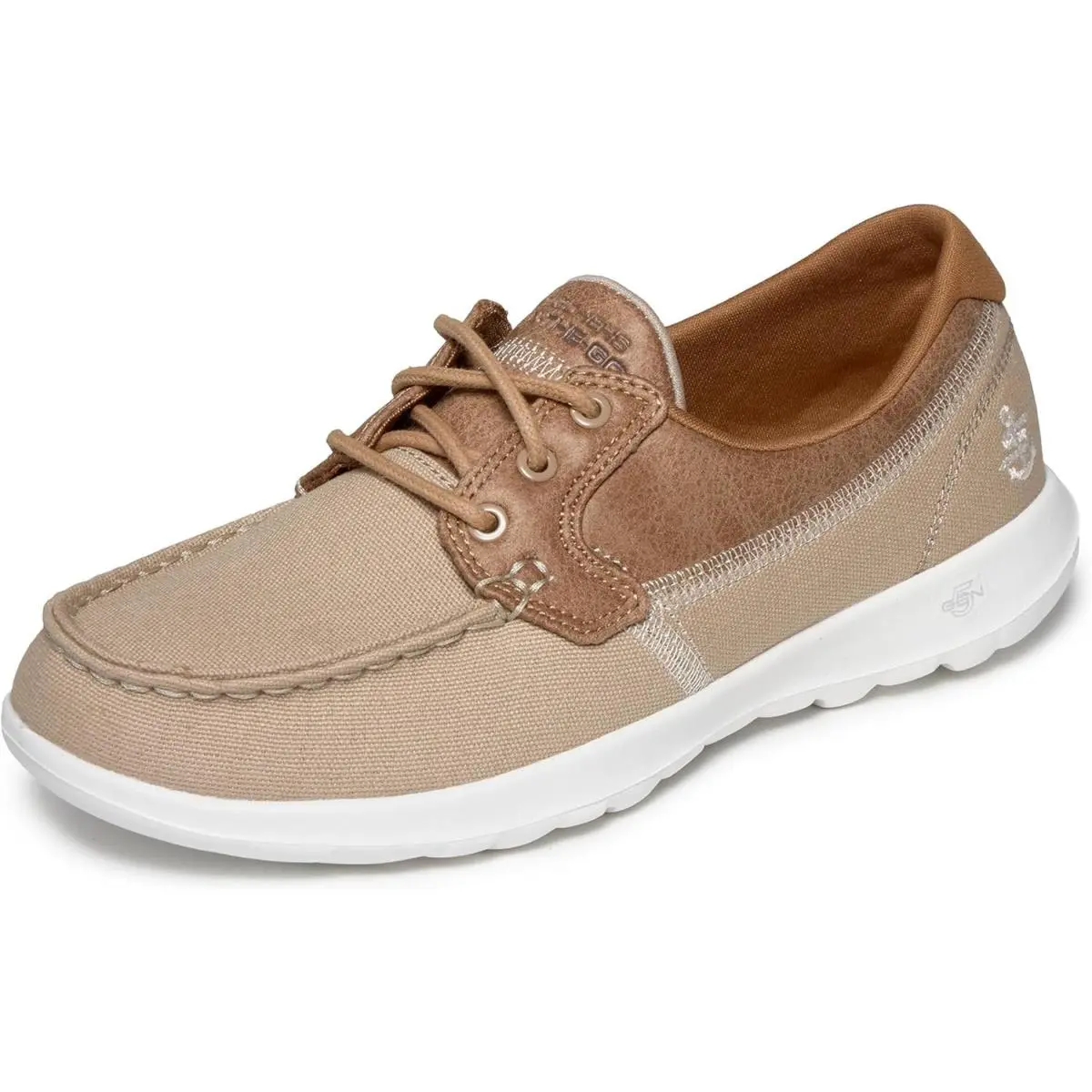 Skechers Women`s On-the-go Walk Lite - Coral Boat Shoe in Natural Size 10