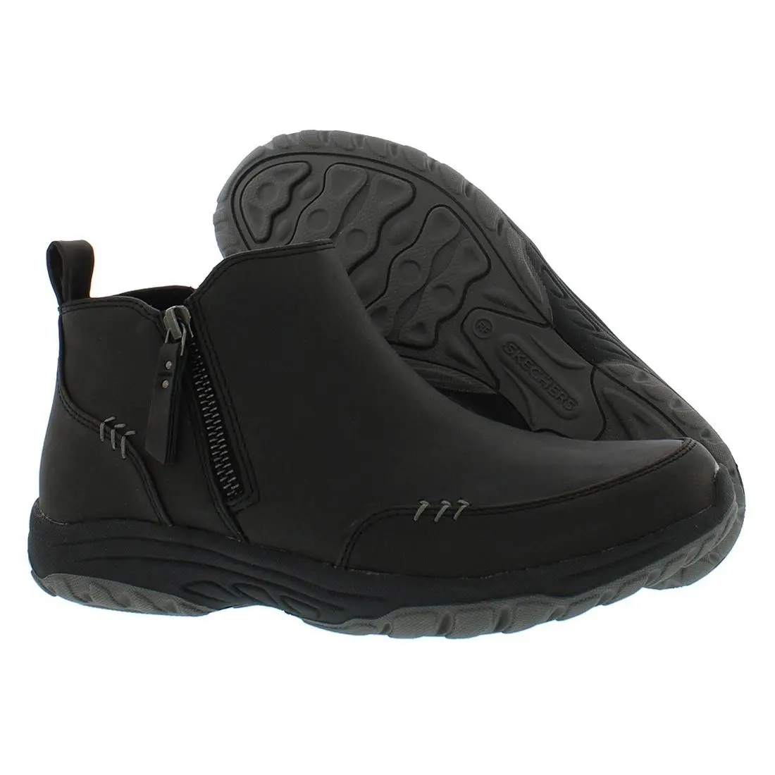 Skechers Reggae Fest 2.0 Zip On By Leather Womens Shoes Size 8 Color: Black