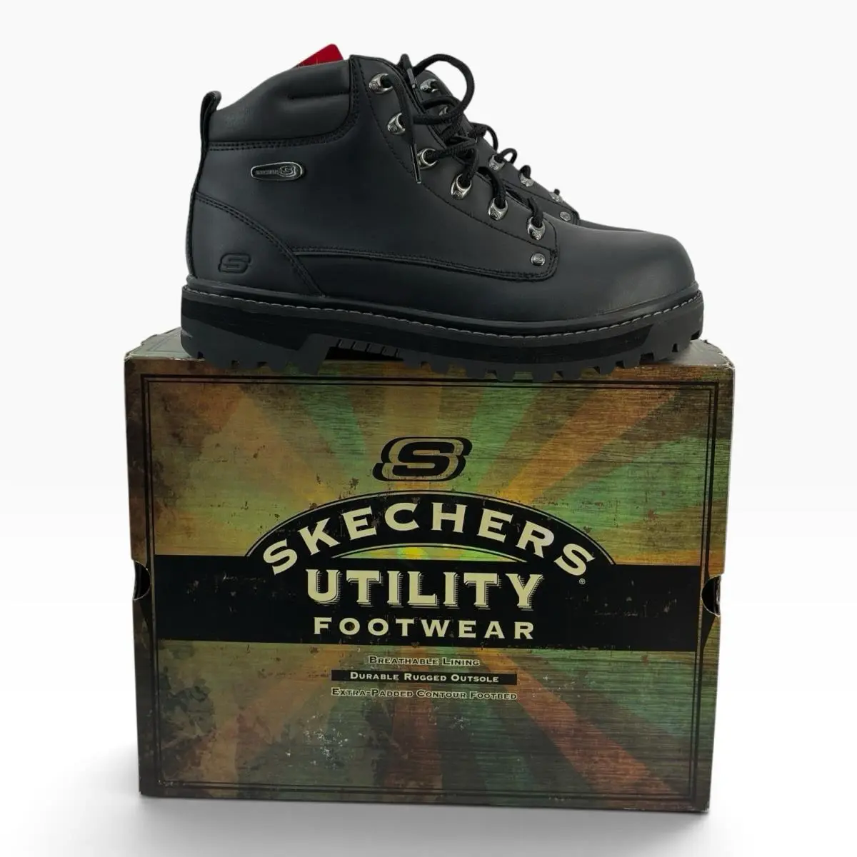 Skechers Utility Mariners Pilot 4473EW Black Boots Men`s 9.5 Wide Y
