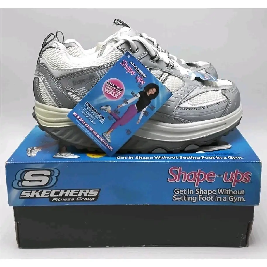 Skechers Sketchers Women`s US 6 Shape Ups Walking Toning Shoes Gray/white 11814/SLW