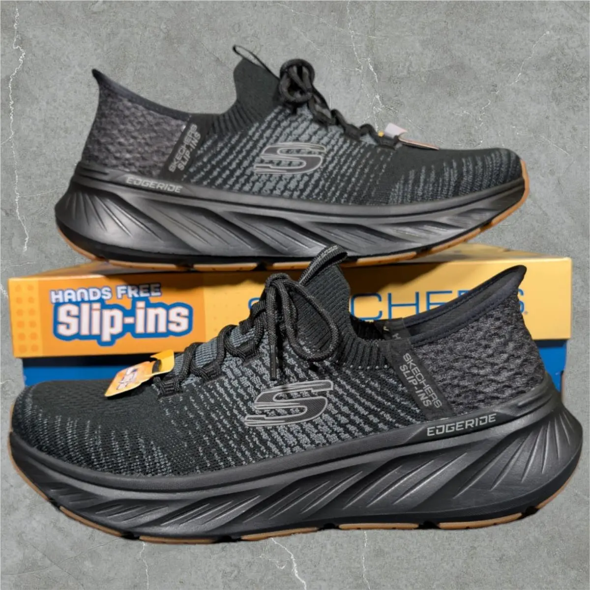 Skechers Edgeride Raygo Men`s 9.5 Black Shoe Memory Foam Relaxed Fit