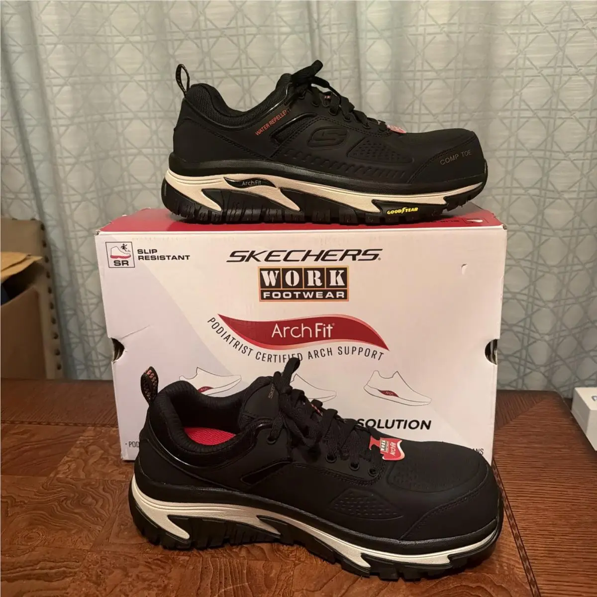 Skechers Work Footwear Mens Black Slip Resistant Composite Toe Shoes Size 10