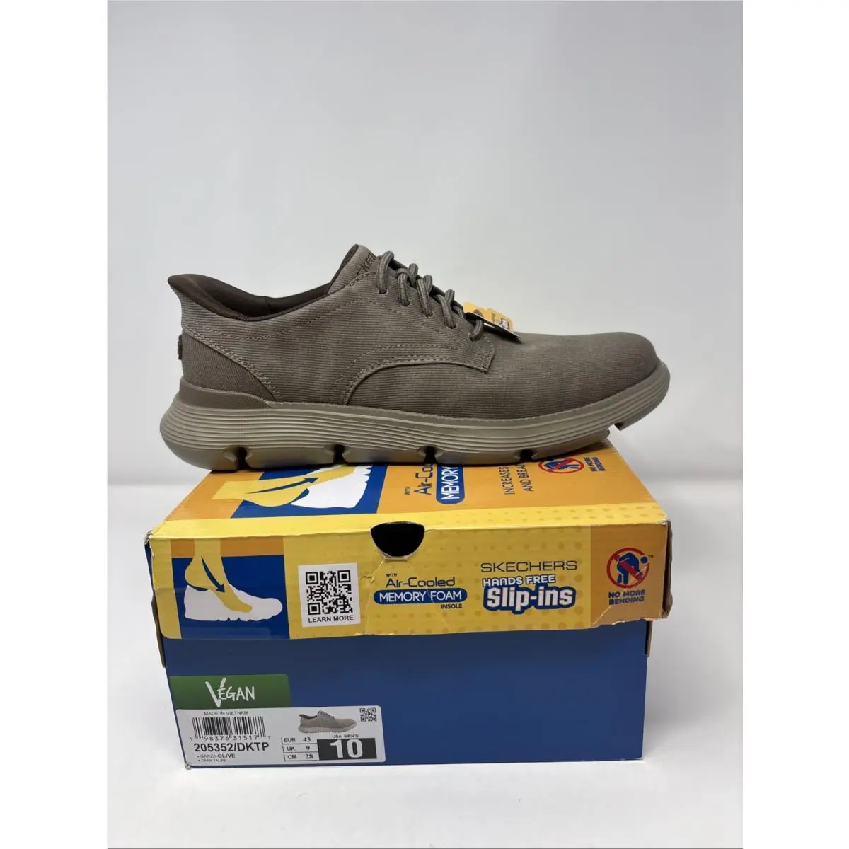 Skechers Slip-ins Shoes Mens Sz 10 Dark Taupe Garza-clive Classic Hands Free-nib