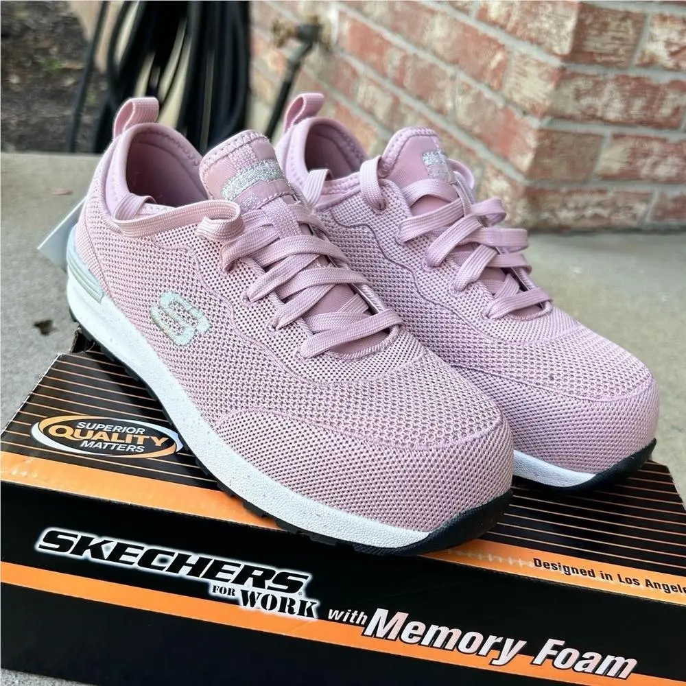 Skechers For Work Women`s 108033 Light Pink Work Shoes Comp Toe Size 7 New/box