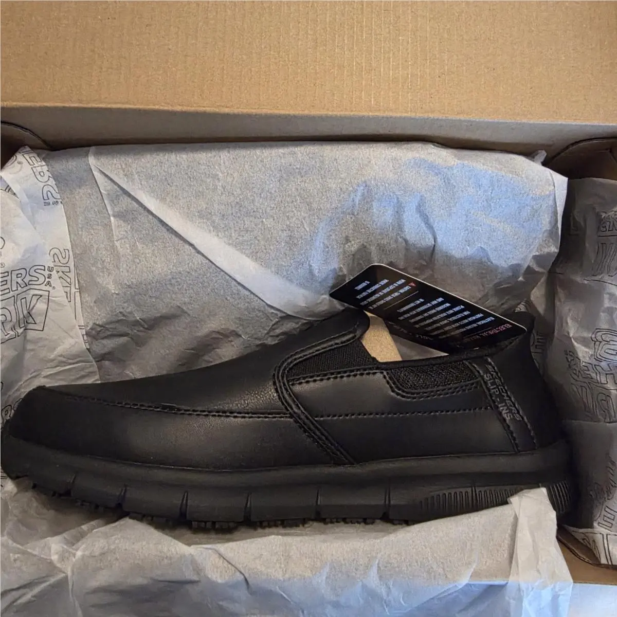 Skechers Nampa Broxtin Mens Size 9 Black Athletic Leather Slip-ins Work Shoes