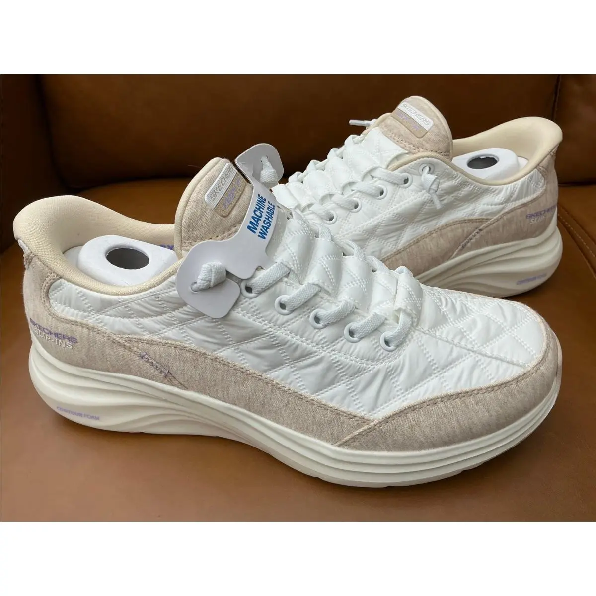 Skechers Slip-ins Quiet Luxury Women 8.5 White Natural Wide Fit