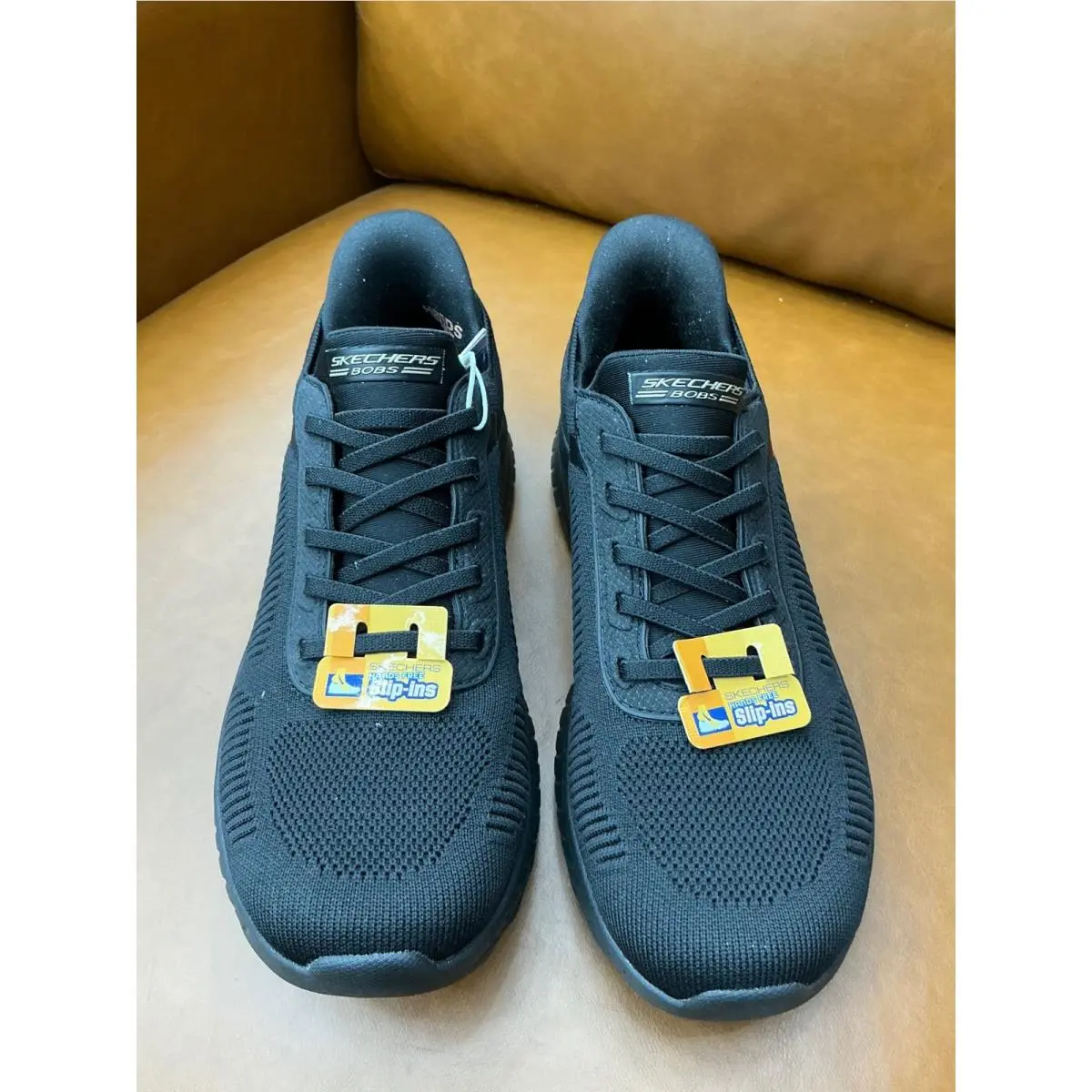 Skechers Bobs Sport Squad Chaos Women 7.5 Black Slip-ins 117497 Bbk