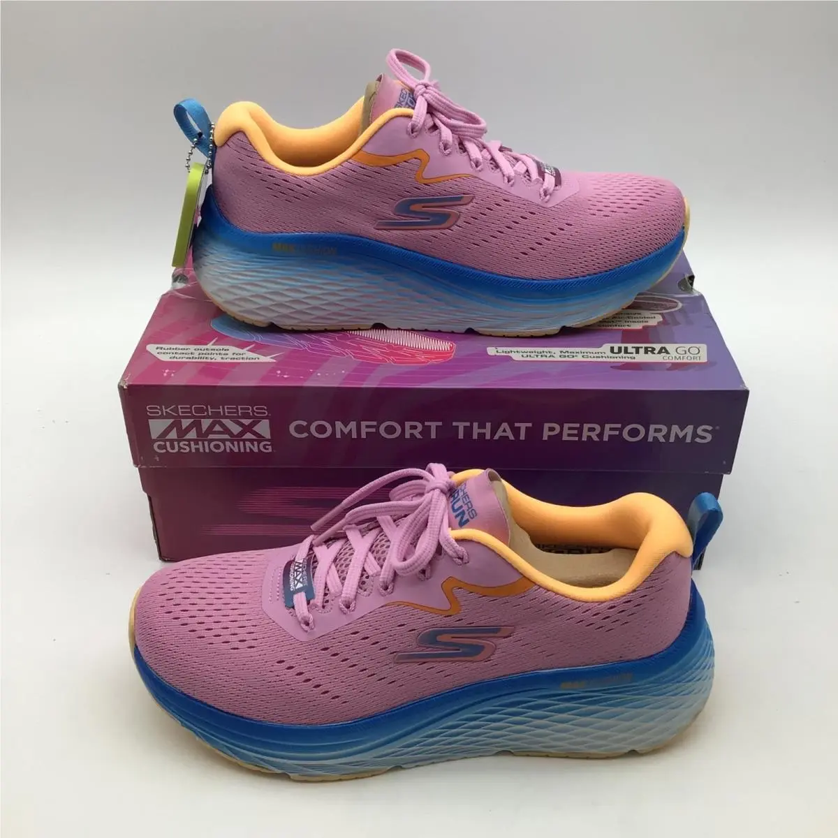Max Cushioning Elite 2.0 Unbreakable Pink Blue Womens Running Shoes 6.5 by Skechers