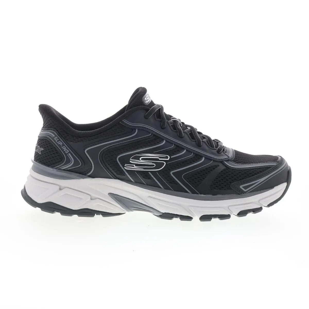 Skechers Slip-ins Stamina Sport Mens Black Leather Lifestyle Sneakers Shoes 9.5