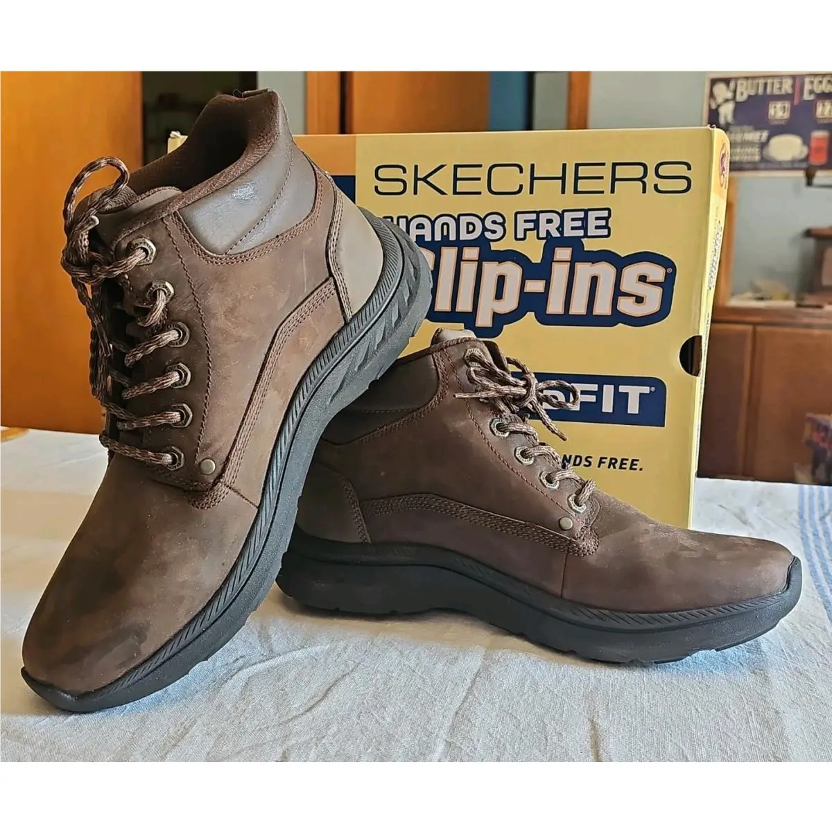 Mens Skechers Slip-ins Pollard Waylon 205333 Cocoa Shoe Size 9 Memory Foam