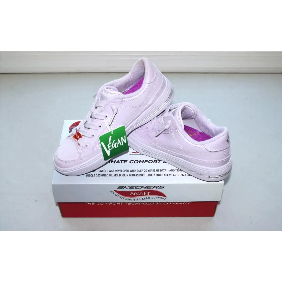 Skechers Women`s Arch Fit Arcade Meet Ya There Sneakers Sz: 6.5 Lilac 177190