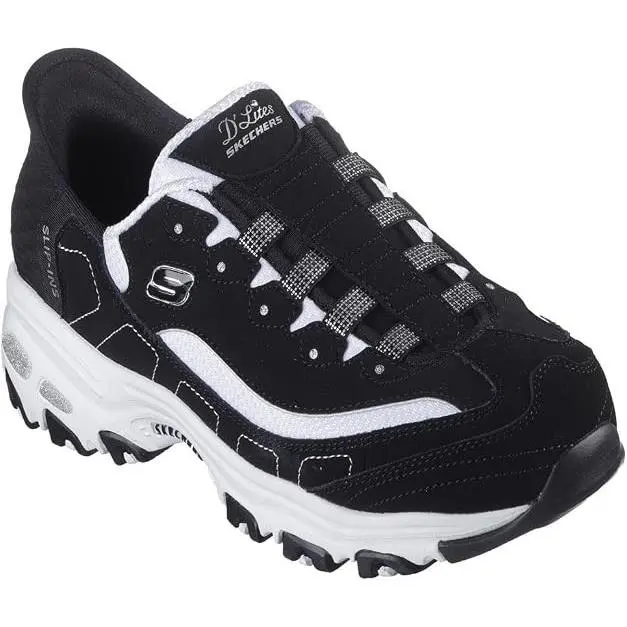 Skechers Women`s D`lites Black/white Wide Width Sneakers Size 7.5W