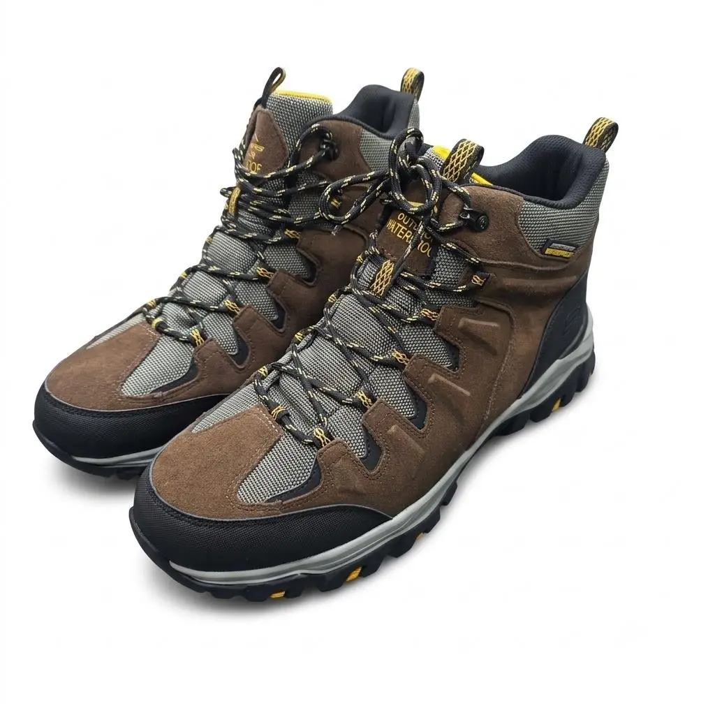 Skechers Mens 13 Rickter Branson Waterproof Hiking Boots Khaki 204910
