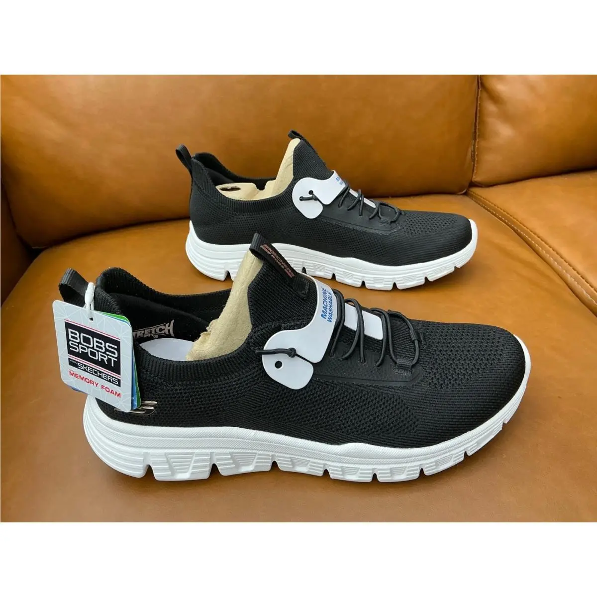 Skechers Bobs Sport B Lite-slight Flex Women Size 7 Black Memory Foam Vegan
