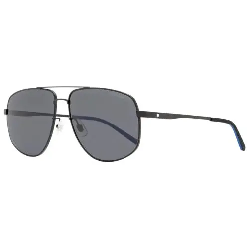 Montblanc R1322 Mens Semimatte Black/ Grey Brow Bar Aviator Sunglasses 60mm